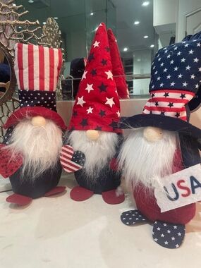 Patriotic Red, White & Blue Gnome Holiday Figurines - Set of 3